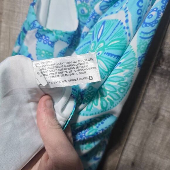 Lilly Pulitzer Bowen Halter Top in Las Olas Aqua Strong Current Sea - Picture 6 of 6